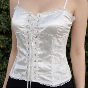 New with tags Fashion Magazine Ivory Corset Tank Lace Beaded
